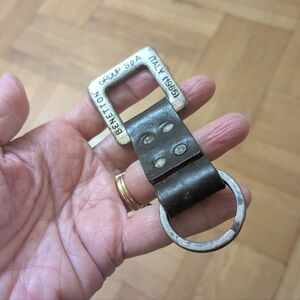 United Colors Of Benetton Silver and Brown Leather Key Card Holder